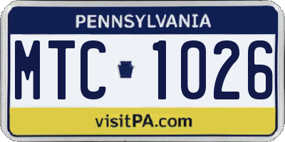 PA license plate MTC1026