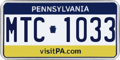 PA license plate MTC1033