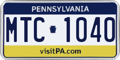 PA license plate MTC1040
