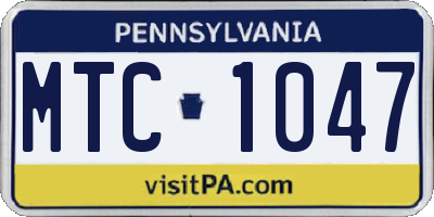 PA license plate MTC1047