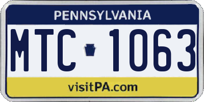 PA license plate MTC1063