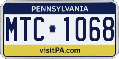PA license plate MTC1068