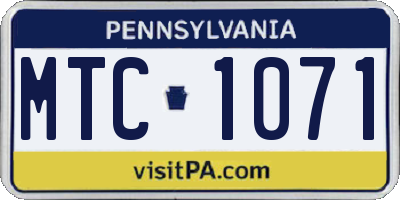 PA license plate MTC1071