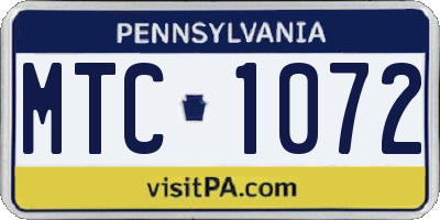 PA license plate MTC1072