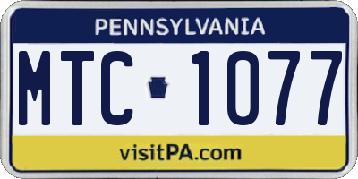 PA license plate MTC1077