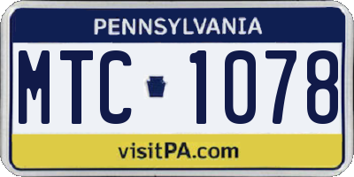 PA license plate MTC1078