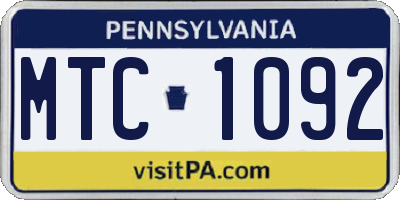 PA license plate MTC1092