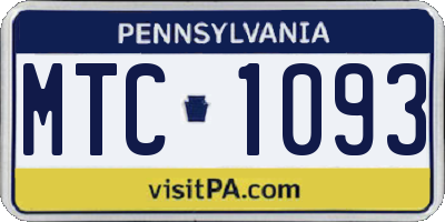 PA license plate MTC1093