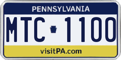 PA license plate MTC1100