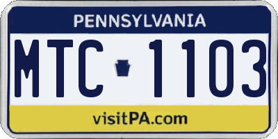 PA license plate MTC1103