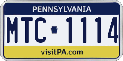 PA license plate MTC1114