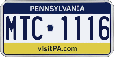 PA license plate MTC1116