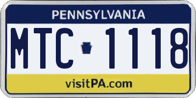 PA license plate MTC1118