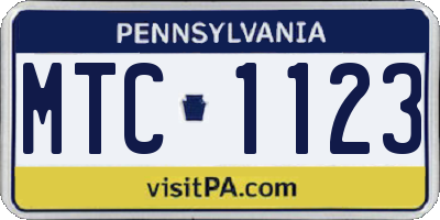 PA license plate MTC1123