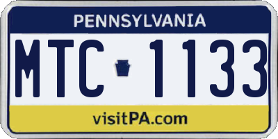 PA license plate MTC1133