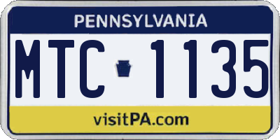 PA license plate MTC1135