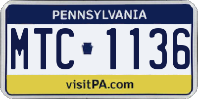 PA license plate MTC1136