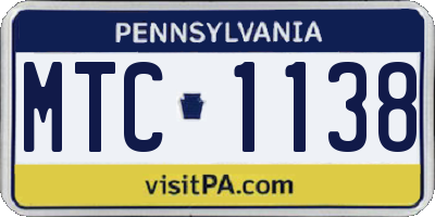 PA license plate MTC1138