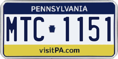 PA license plate MTC1151