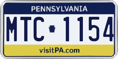 PA license plate MTC1154