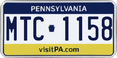PA license plate MTC1158