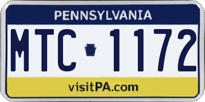 PA license plate MTC1172