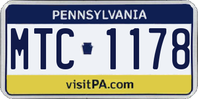 PA license plate MTC1178