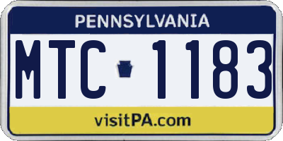 PA license plate MTC1183