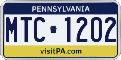 PA license plate MTC1202