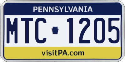 PA license plate MTC1205