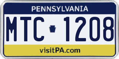 PA license plate MTC1208