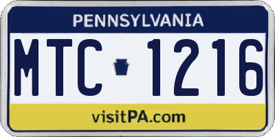PA license plate MTC1216