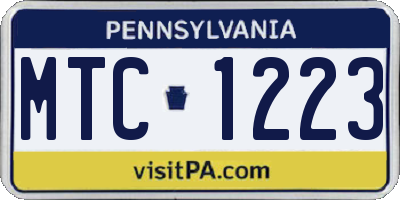 PA license plate MTC1223