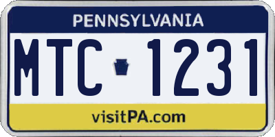 PA license plate MTC1231