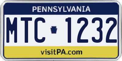 PA license plate MTC1232
