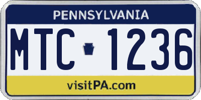 PA license plate MTC1236