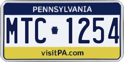 PA license plate MTC1254