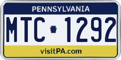 PA license plate MTC1292