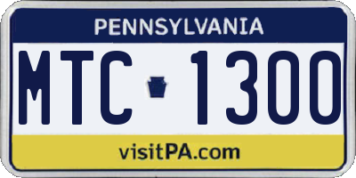 PA license plate MTC1300