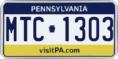 PA license plate MTC1303