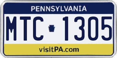 PA license plate MTC1305