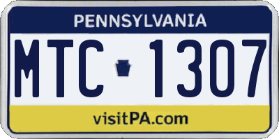 PA license plate MTC1307