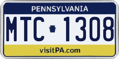 PA license plate MTC1308