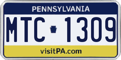 PA license plate MTC1309