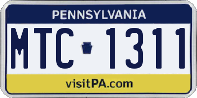 PA license plate MTC1311