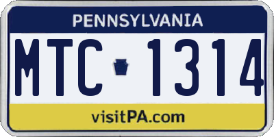 PA license plate MTC1314