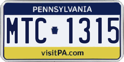 PA license plate MTC1315