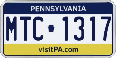 PA license plate MTC1317