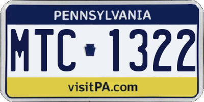 PA license plate MTC1322