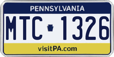 PA license plate MTC1326